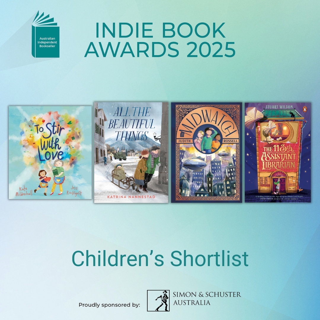 ausindiebooks (@ausindiebooks) on Twitter photo CHILDREN'S SHORTLIST #IndieBookAwards25 Congrats to those shortlisted! @katemildenhall <a href="/JessRacklyeft/">Jess Racklyeft</a> <a href="/SimonSchusterAU/">SimonSchusterANZ</a> Katrina Nannestad <a href="/ReadABCBooks/">ABC Books</a> @HarperKidsAU <a href="/JudithRossell/">judith rossell</a> <a href="/HardieGrantCP/">Hardie Grant Children's Publishing</a> Stuart Wilson <a href="/PenguinBooksAus/">Penguin Books Aus</a> #loveOZMG Thanks to our sponsor <a href="/SimonSchusterAU/">SimonSchusterANZ</a> CHILDREN'S SHORTLIST #IndieBookAwards25 Congrats to those shortlisted! @katemildenhall <a href="/JessRacklyeft/">Jess Racklyeft</a> <a href="/SimonSchusterAU/">SimonSchusterANZ</a> Katrina Nannestad <a href="/ReadABCBooks/">ABC Books</a> @HarperKidsAU <a href="/JudithRossell/">judith rossell</a> <a href="/HardieGrantCP/">Hardie Grant Children's Publishing</a> Stuart Wilson <a href="/PenguinBooksAus/">Penguin Books Aus</a> #loveOZMG Thanks to our sponsor <a href="/SimonSchusterAU/">SimonSchusterANZ</a>