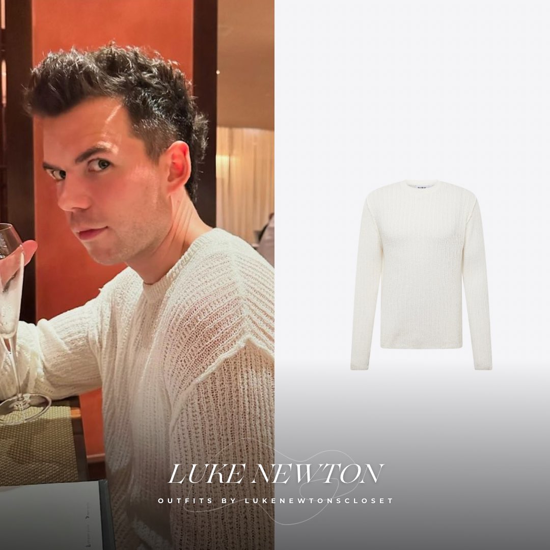 lukenewtscloset's tweet image. [#OUTFITOFTHEDAY] Luke Newton, via Nicola Coughlan’s instagram on 30.05.2024, during the second leg of the #Bridgerton S3 world press tour in Rio de Janeiro, Brazil 🇧🇷 🥂, wearing:

— #Weekday’s Jordan Festival Sweater in Off White
❊ 🏷️: ~$90 USD (sold out)