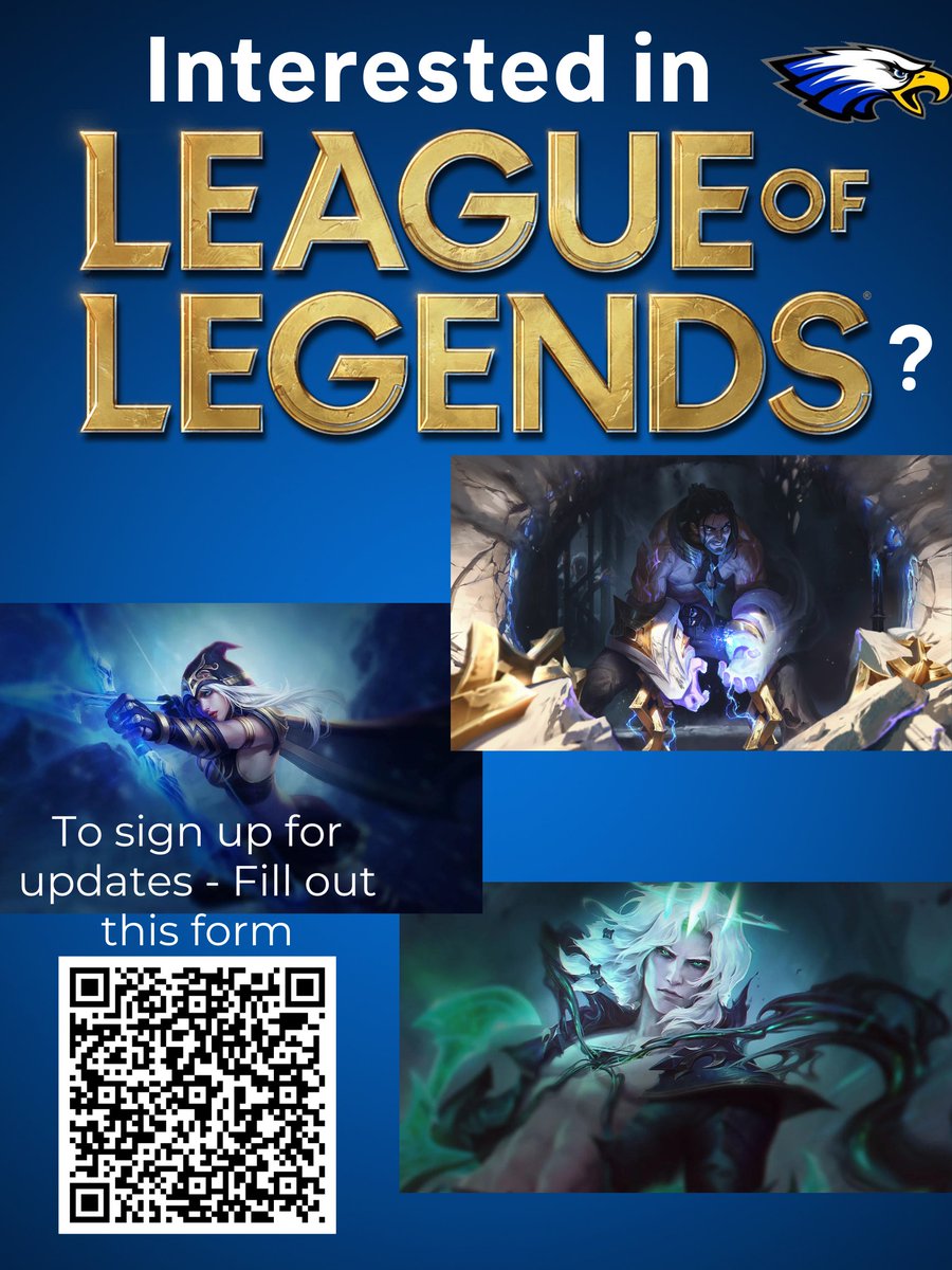 GValleyEsports's tweet photo. Eagles!

Do you play Valorant? League of Legends? or Super Smash Bros Ultimate?

Spring Esports might be right for you! Spring Season is on the horizon so, if you are interested you should sign up using one of the posters below!

Talk to Behler or Owen with questions! https://t.co/pYokqmNop3