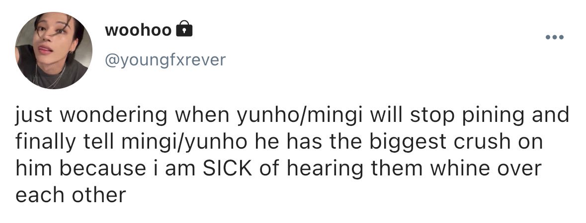 tinyhwx's tweet photo. yvngi short socmed au ☆

in which wy is just tired of yh and mg pining for each other https://t.co/NvP3rV9Utb