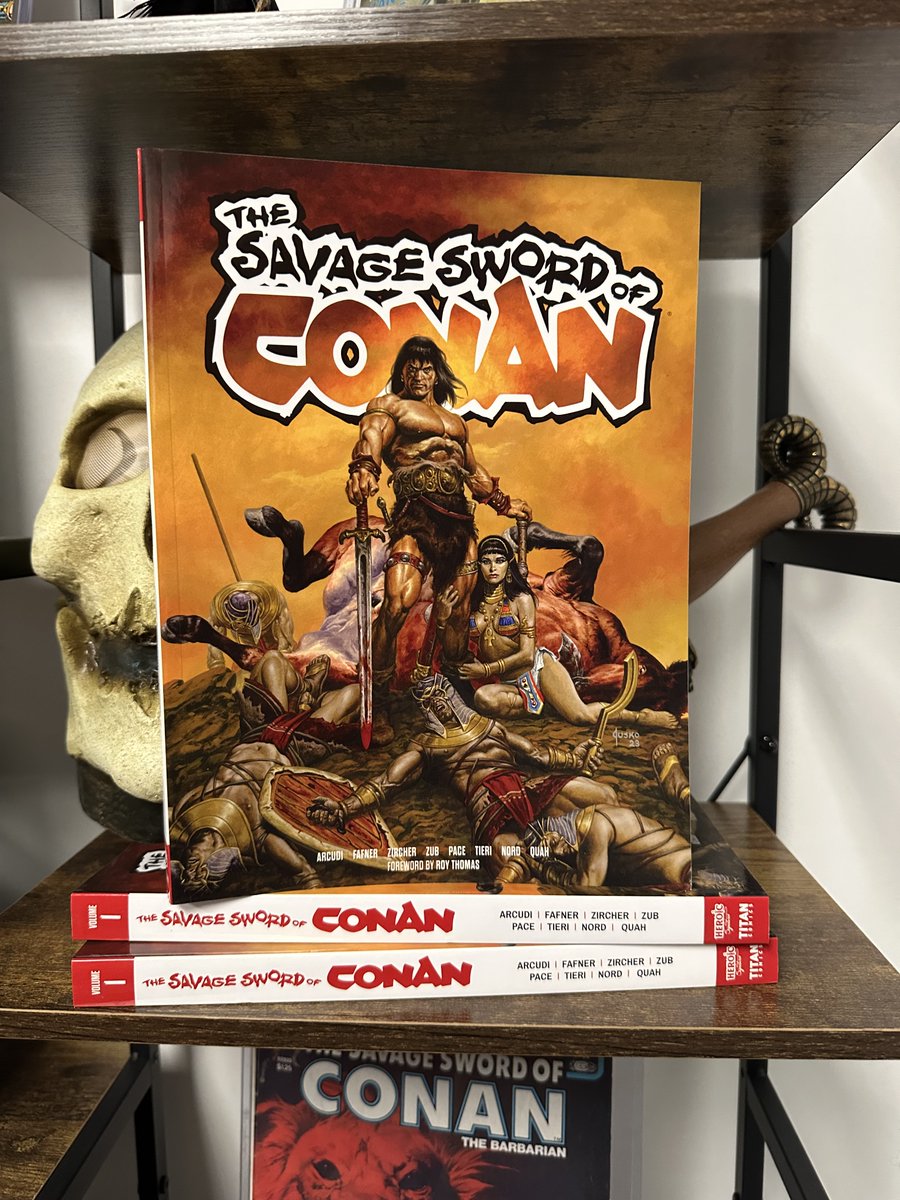 conanbycrom's tweet photo. Behold, warriors and wanderers, the saga of 'The Savage Sword of Conan' reaches its first mighty culmination! The battles, the blood, and the glory of last year's first half are now forged into a single epic tome, bound and ready to claim as your own. Seize it today, and let the savageadventures of the Cimmerian guide you to untold realms!
@HeroicSignature @ComicsTitan 
#conan #conanthebarbarian #savagesword #comics #comicart #art #swordandsorcery