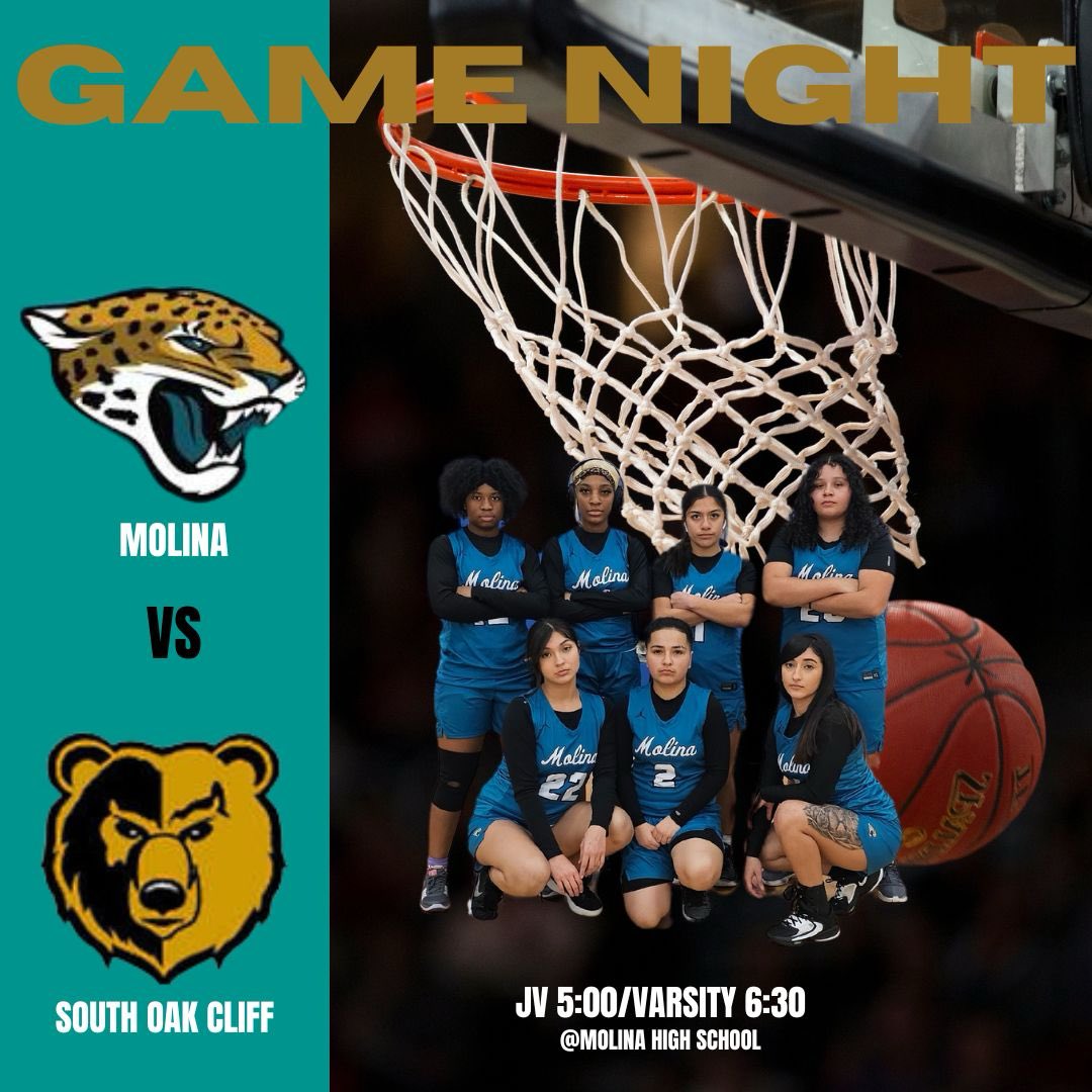 Game 2 is here! 🏀 The Lady Jaguars Varsity take on the South Oak Cliff Bears tonight. Let’s bring the energy and make it a game to remember! 🐆 #GoJaguars #LadyJags #MolinaBasketball <a href="/coach_balderas/">Coach Balderas</a> <a href="/Coachbru3/">Coachbru</a>