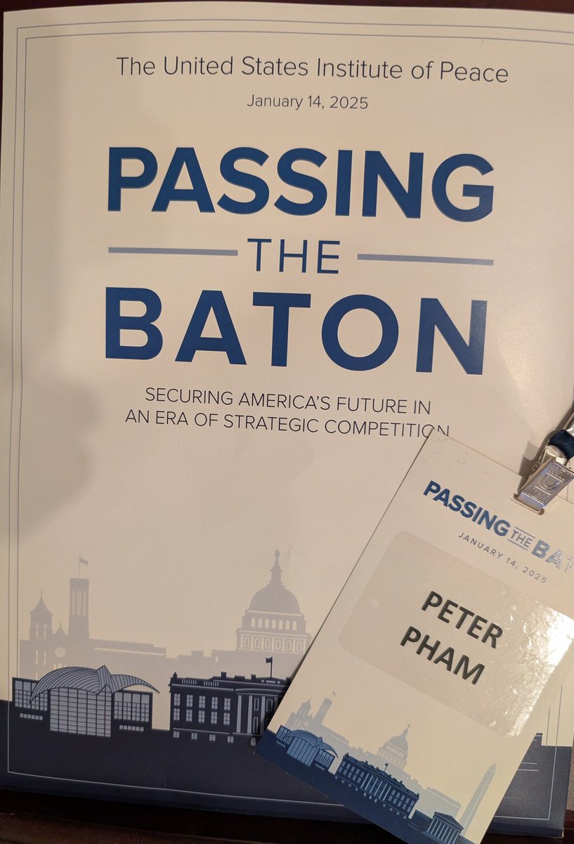 DrJPPham's tweet image. Honored to be at @USIP today for the traditional #PassingTheBaton between @JakeSullivan46 &amp;amp; @michaelgwaltz as #USA🇺🇲 national security leaders from both sides of the aisle gathered to discuss the foreign policy challenges facing America &amp;amp; celebrate the peaceful transfer of power.