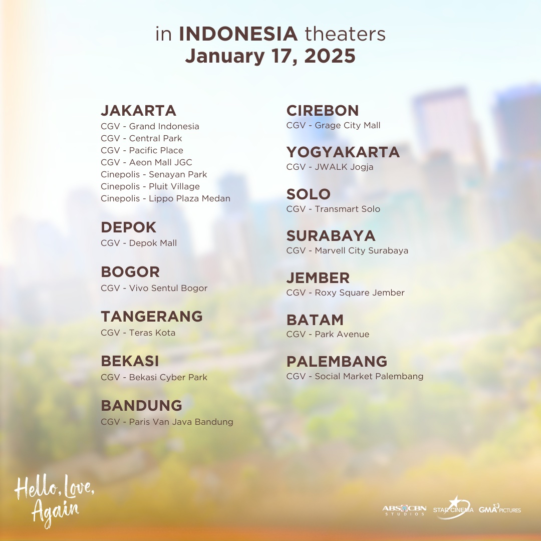 Joy and Ethan are so excited to see you Indonesia! 🇮🇩

Are you ready to say HELLO and fall in love with them again? 💜💙

#HelloLoveAgain IN INDONESIA THEATERS STARTING JANUARY 17!