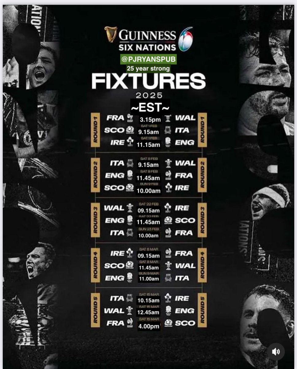 <a href="/PJRyans/">PJ Ryan's</a> <a href="/SixNationsRugby/">Guinness Men's Six Nations</a> all games live and loud #liveandloud #shouldertoshoulder 
 “Eat, Laugh, Enjoy”
@PJRyanspub #pjryanssomerville #pjryans #pints #publife #thecraic #cheers #mylocal #pub #thepub #slainte #tothepub #somervillema #Bostontravelguide #pubfood #adulthappymeal