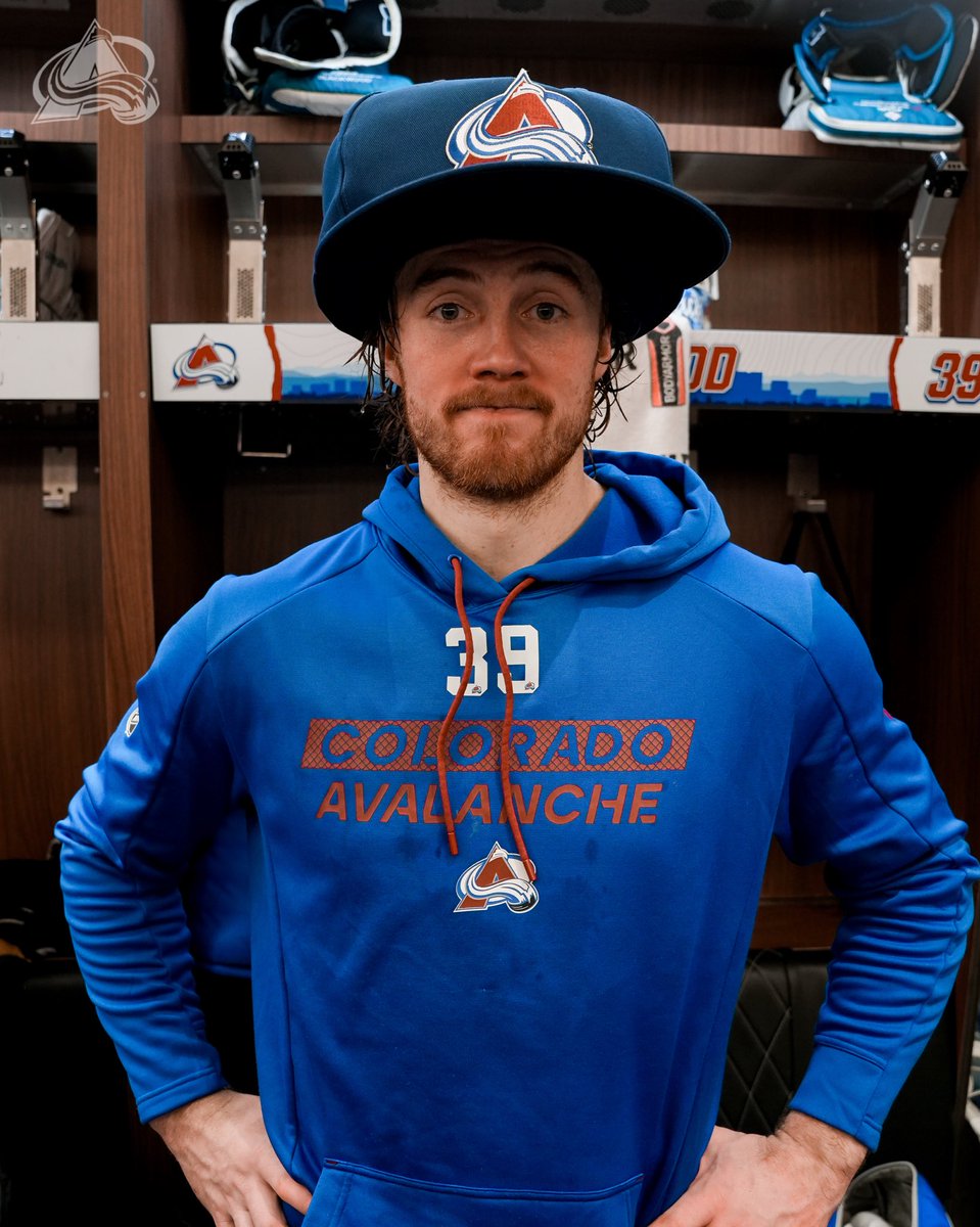 Avalanche's tweet photo. Big hat for Blackwood 🧢

#GoAvsGo https://t.co/D9T5k9Q3Uw