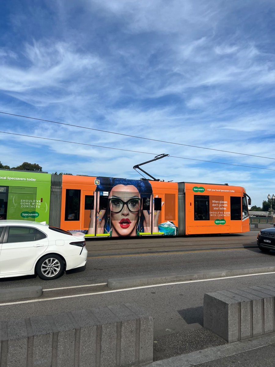 AubreyHaive's tweet photo. @wildonechar @SpecsaversAU Omg that’s too cute! I’ve yet to see the massive tram in the city, kinda scary that this is just zooming past everyone hahahaha https://t.co/YnZTICLp9i