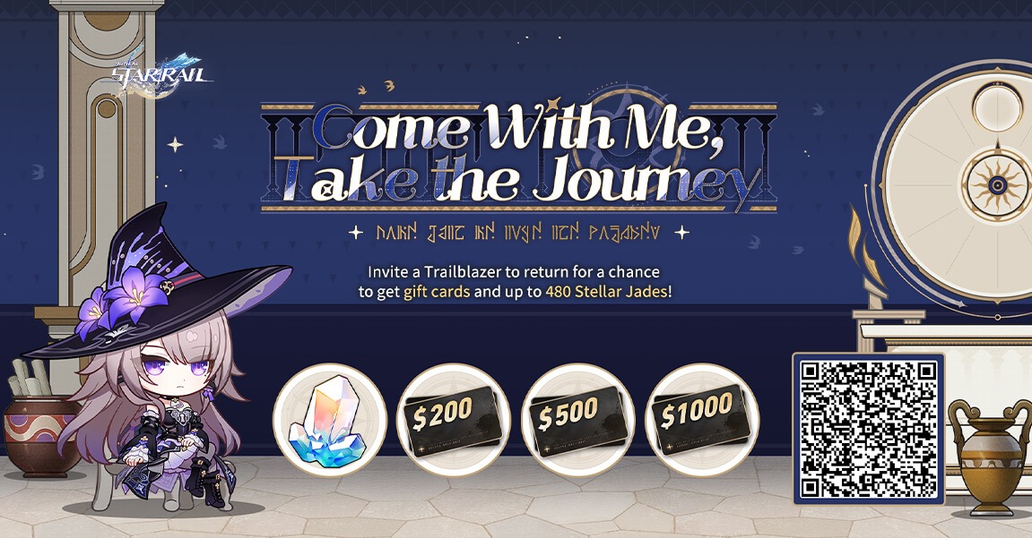 ItsThePro52's tweet image. Invite returning Trailblazers to link up with your invitation code and log into the game to win Stellar Jades, gift cards, and other surprise rewards