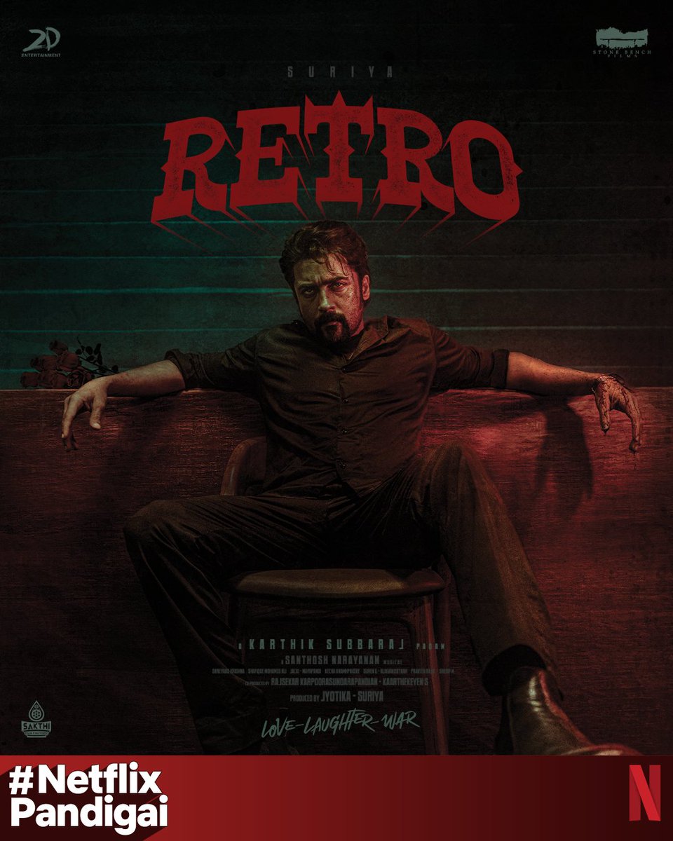 A man’s love can move mountains, but his rage? That’s Retro! 💥
Retro, coming to Netflix in Tamil, Telugu, Malayalam &amp; Kannada after its theatrical release!

#NetflixPandigai