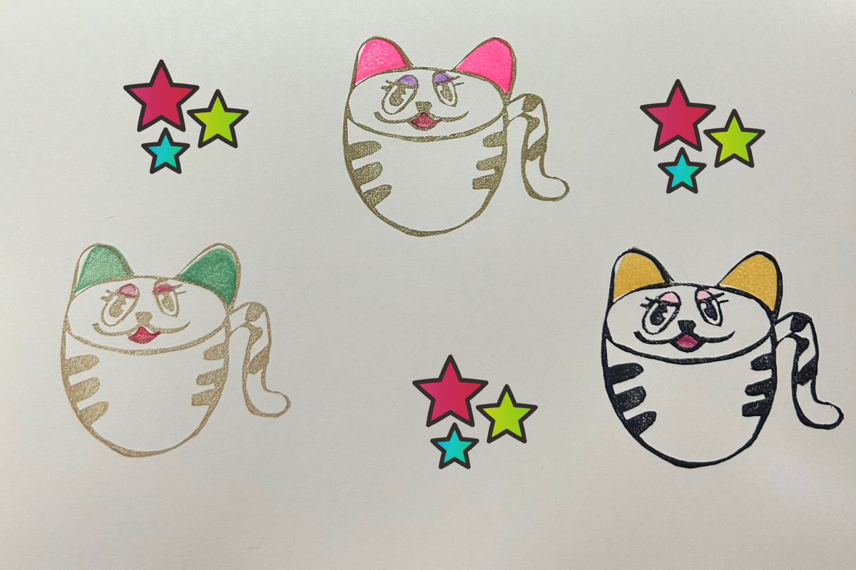 koshiankun51's tweet image. kyon☆famさんのฅ^•ω•^ฅさん消しゴムはんこฅ^•ω•^ฅ✨️元絵の色とは違いますがしっぽはペンで塗りました🖊kyon☆famさんのイラストと色使い最高に好みです✨️
#kyon☆fam
#着せ替え消しゴムはんこ
#もりのはんこやさん流儀✖️奥義