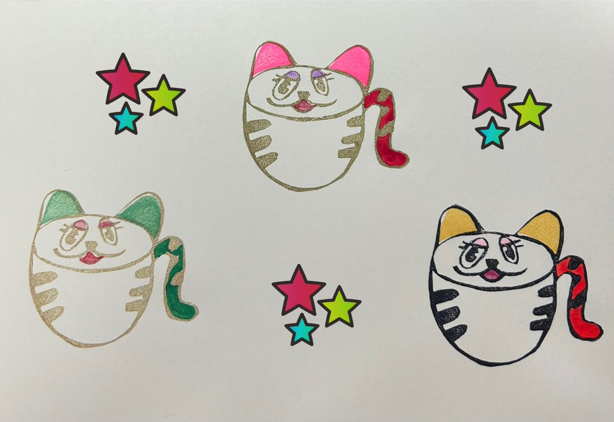 koshiankun51's tweet image. kyon☆famさんのฅ^•ω•^ฅさん消しゴムはんこฅ^•ω•^ฅ✨️元絵の色とは違いますがしっぽはペンで塗りました🖊kyon☆famさんのイラストと色使い最高に好みです✨️
#kyon☆fam
#着せ替え消しゴムはんこ
#もりのはんこやさん流儀✖️奥義