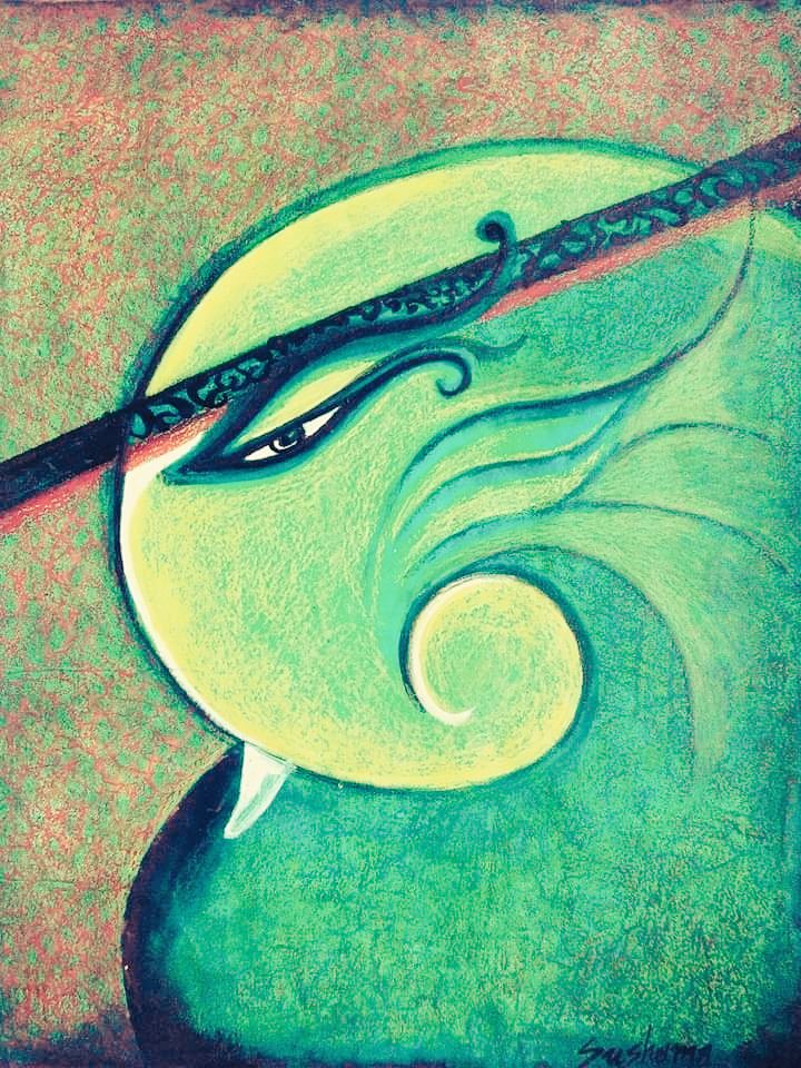 Paintings of #श्रीगणेश  made by using oil pastels .