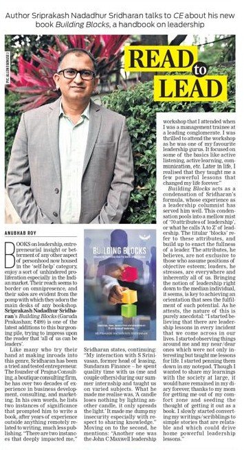 XpressBengaluru's tweet photo. Author Sriprakash Nadadhur Sridharan talks to CE about his new book Building Blocks, a handbook on leadership.

✍️ @anubhabnewinex https://t.co/R4fES8DDuq