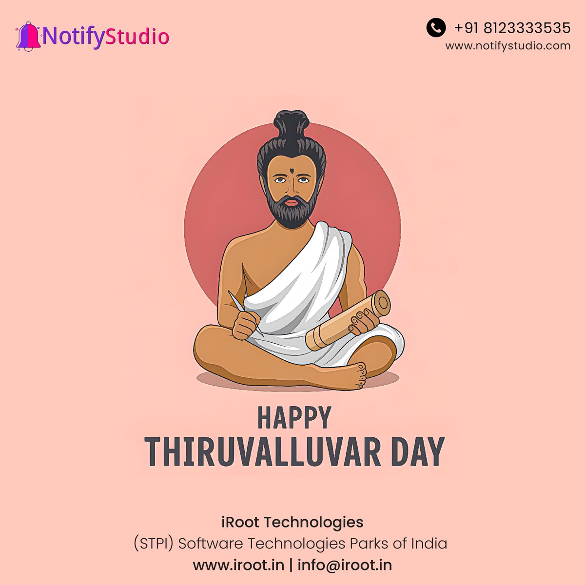 NotifyStudio's tweet photo. "Connect and inspire like never before" 
Celebrating Thiruvalluvar’s wisdom with seamless notifications🔔

Explore: https://t.co/mCNBaoGcXT

#ThiruvalluvarDay #StayConnected #BjliStudio #NotifyStudio #WebDataStudio #UptimeStudio #PusherStudio #TeamStudio #iRootTechnologies https://t.co/1tcnlP6uRb