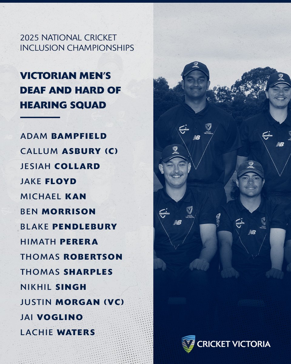 cricketvictoria's tweet photo. Unveiling your Victorian squads for the 2025 National Cricket Inclusion Championships!
Good luck to our Victorian teams across all four divisions! 💙🤍
#NCIC2025 #AGameForAll https://t.co/qvGc0xFngw
