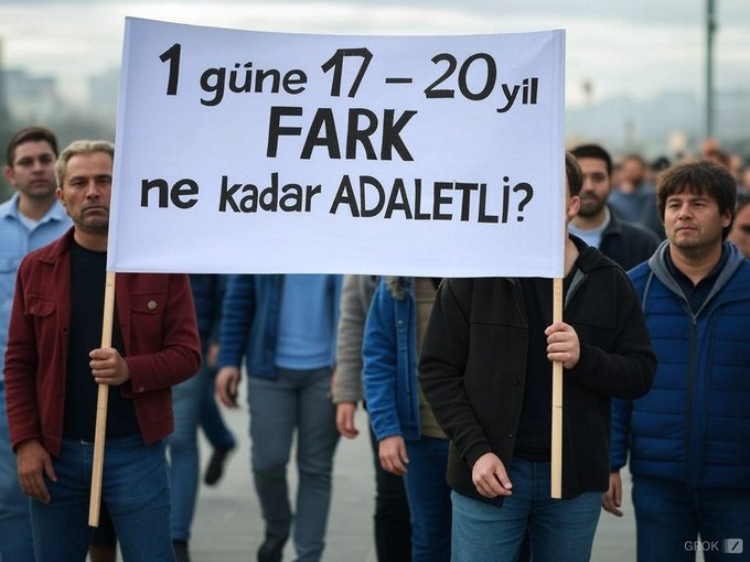 Anayasa nezdinde
EŞİT olan YUTTAŞLAR arasına
17-20 YILLIK FARK koymak
büyük ADALETSİZLİK'tir.
KADEMELİ EMEKLİLİK'le
adalet yeniden tesis edilsin istiyoruz. #KademeYoksaSeçimOlsun