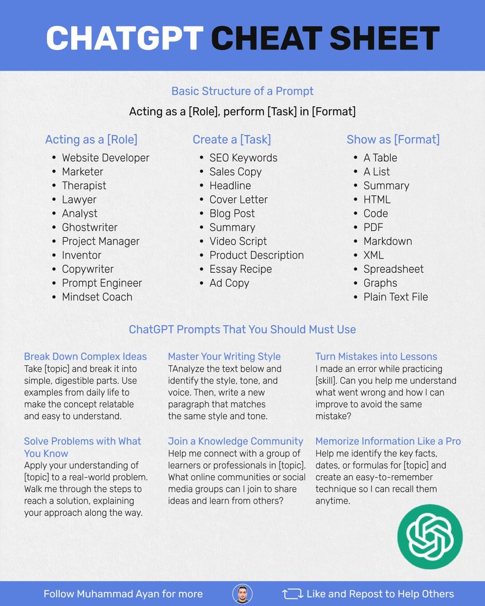 Most People Don’t Know How to Use ChatGPT.

I created 700+ ChatGPT Prompts to fix that:

→ Save hours with productivity hacks.
→ Create viral content effortlessly.
→ Land jobs with optimized resumes.
→ Grow your brand strategically.

Repost, follow, and reply "Send" to get it