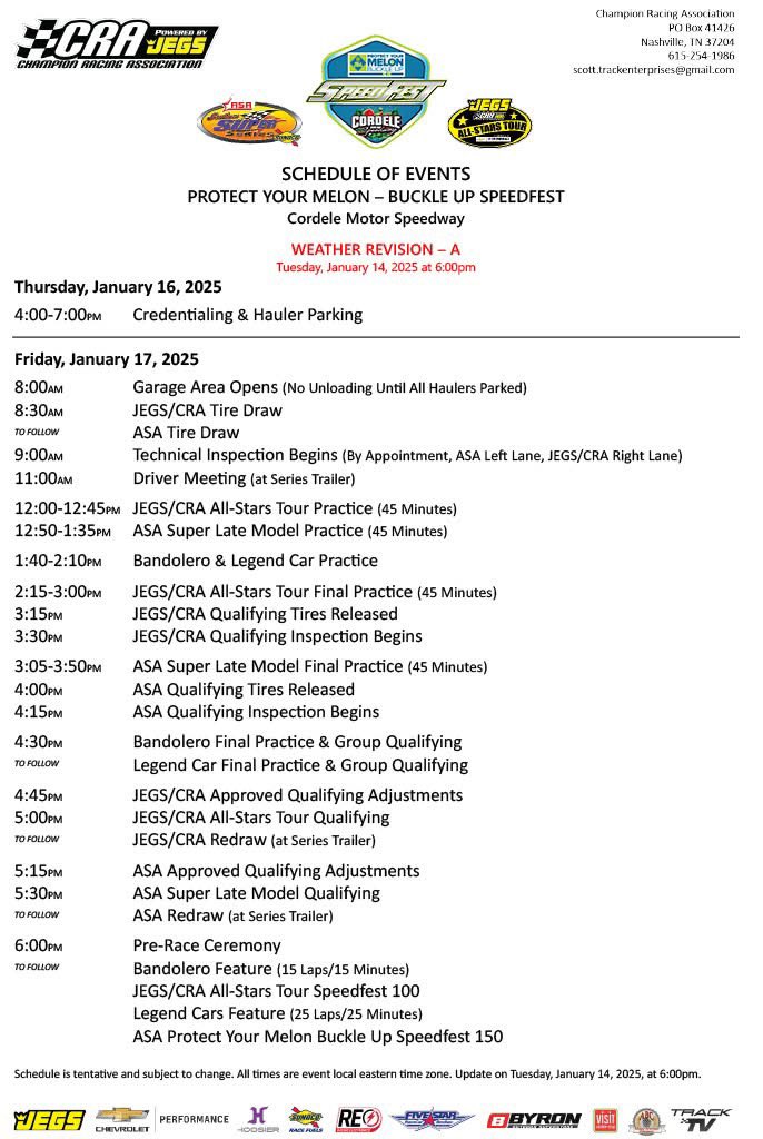 NEW #Speedfest 2025 schedule from <a href="/CordeleSpeedway/">Cordele Motor Speedway</a>…