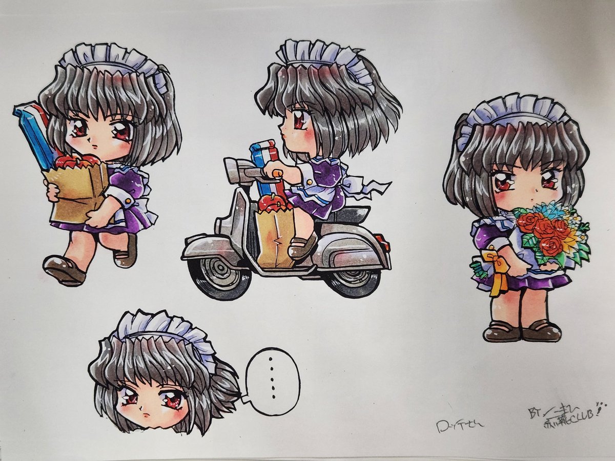 「「ディスクトップのメイドさん」シリーズのロッテさんの原画だけ出てきたのでこっそり」|ここまひ（赤い靴CLUB)のイラスト