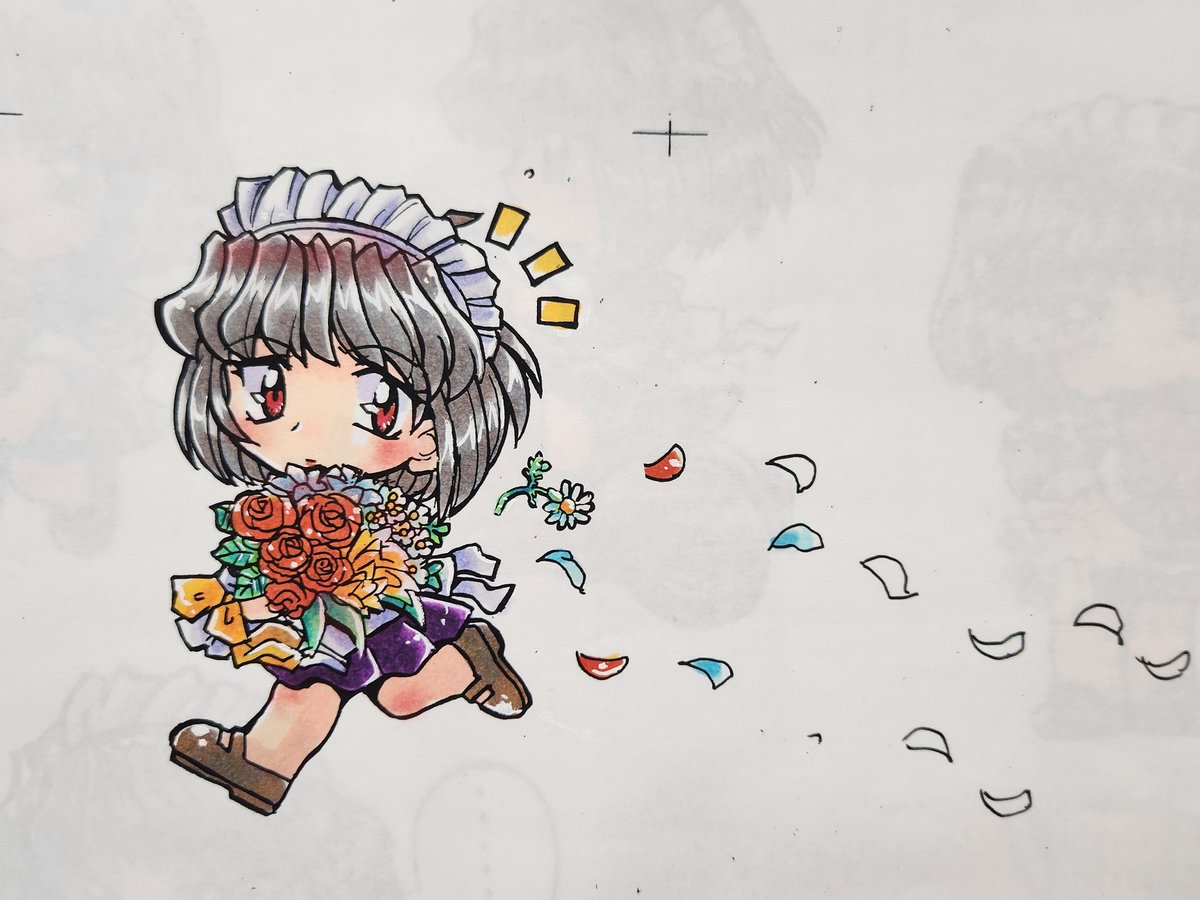 「「ディスクトップのメイドさん」シリーズのロッテさんの原画だけ出てきたのでこっそり」|ここまひ（赤い靴CLUB)のイラスト