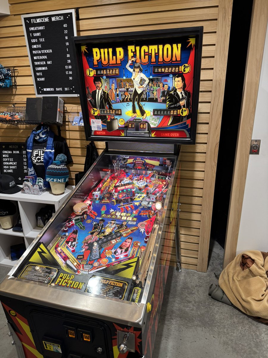 WeBuyPinball's tweet image. Playing Pulp Fiction pinball at #SpareMe with friends.