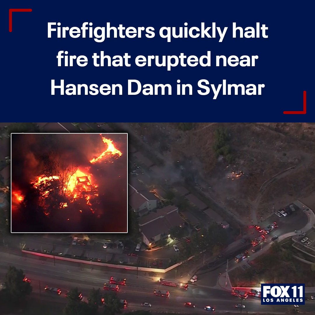 FOXLA's tweet photo. LET'S GO FIREFIGHTERS πππFirefighters worked quickly to put out a fire that erupted near Hansen Dam in Sylmar. The #StoneFire was knocked down before it spread to any of the nearby structures. THANK YOU FIREFIGHTERS!
MORE: https://t.co/kkFnAv19Un https://t.co/42WXE58gBf