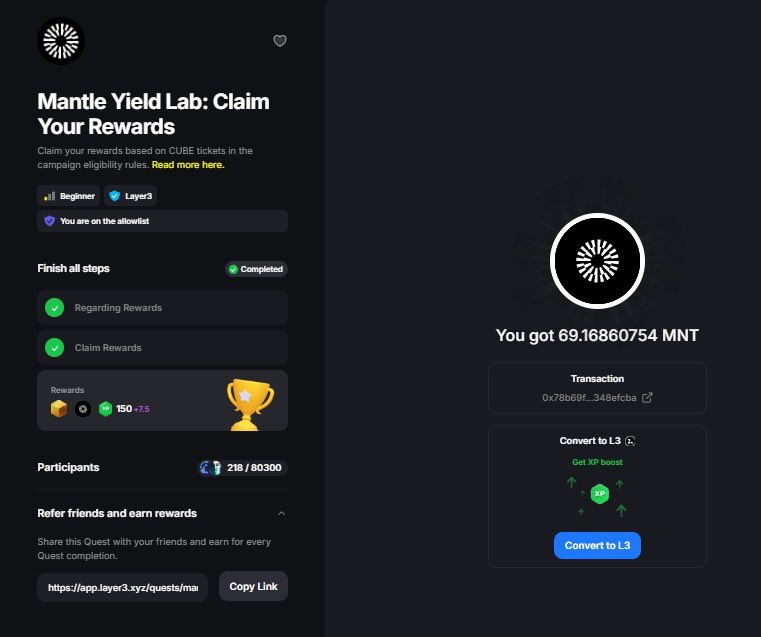CoinRuay124's tweet photo. อิ่มไปอีกมื้อออออ!!!

เควส Mantle Yield Lab ของ Layer3 ที่เราหวดแต่ชาติปางก่อน แจก Airdrop $MNT กรุบกริบ หนทางเคลมค่าข้าวยังไง? ตามฉันมาโลดดดด!!!

เคลมตามนี้เยยยย 👇🏻👇🏻👇🏻

Mantle Yield Lab: Claim Your Rewards

🪄 Link : https://t.co/EAqI7ij5rc

ถ้านึกไม่ออก มันคือ การบ้าน อันนี้นาจาาา

🪄 Link : https://t.co/QoQrWMUHgY

ไหนใครได้ตี๋น้อยหรือโอมา เอามาอวดโลดดดด 😎😎😎