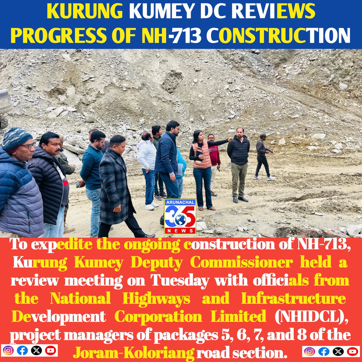 arunachal365's tweet photo. Kurung Kumey DC Reviews Progress of NH-713 Construction.
#NH713 #KurungKumey #Construction #ReviewMeeting #Development #Arunachal #ArunachalNews #ArunachalPradesh #Koloriang #Joram
#arunachal365 @kumey_kurung
@MyGovArunachal @PemaKhanduBJP https://t.co/EKgEgWCJIj