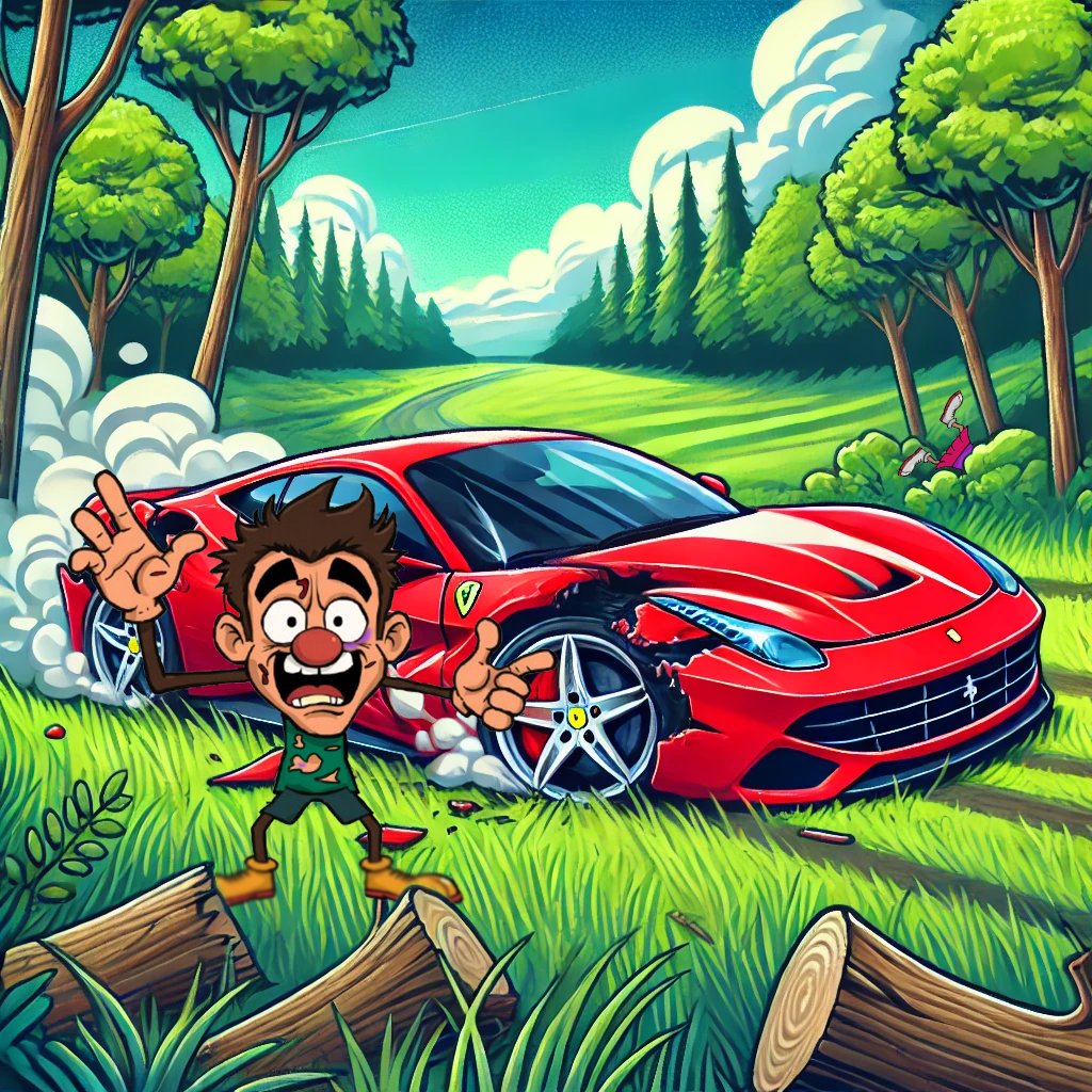 🚗 Absolute Idiot's Crash Adventure 🚗

💥He's been in a crash because, well, he's driving like an absolute idiot!
👀Not a coincidence.

🍀Luckily, he's okay—just a few scratches.
But he's got a bigger problem right now.
⚠️He can't find his girlfriend!⚠️

🔎He said, “Whoever