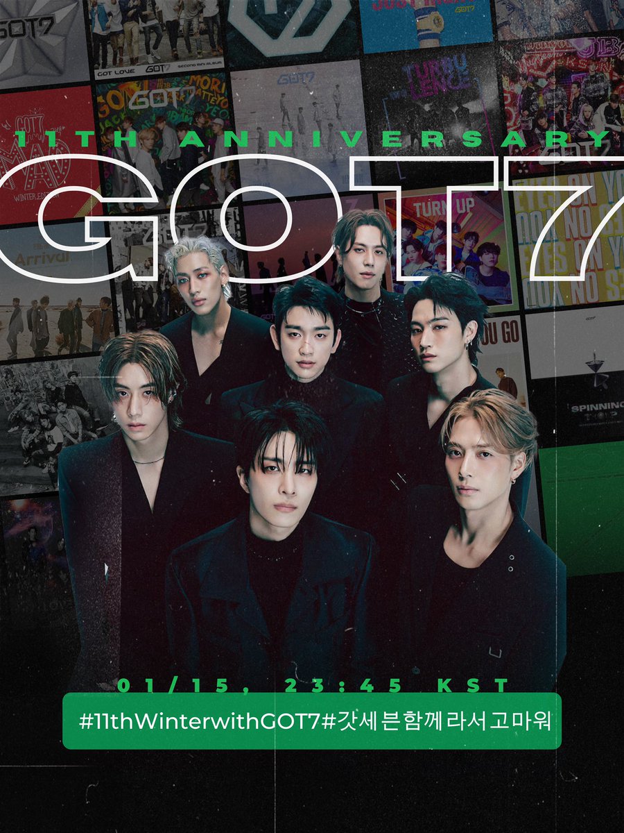 GOT7_Quote's tweet photo. [📢ประกาศแฮชแท็กครบรอบ 11 ปี GOT7✨️]

➖เชิญชวนอากาเซ่ร่วมกันเทรนด์แท็กครบรอบ 11 ปี ของ GOT7 และร่วมฉลอง 11 ปีแห่งการทลายขีดจำกัดและความสำเร็จของ GOT7 ไปด้วยกันนะคะ💚 

🏷️ GOT7 11TH ANNIVERSARY
#️⃣ 11thWinterwithGOT7
#️⃣ 갓세븐함께라서고마워
🗓️ วันที่ 15/01/2025
⏰️ เริ่มเทรนด์เวลา 21.45น.(ไทย)

#GOT7 #갓세븐 @GOT7Official