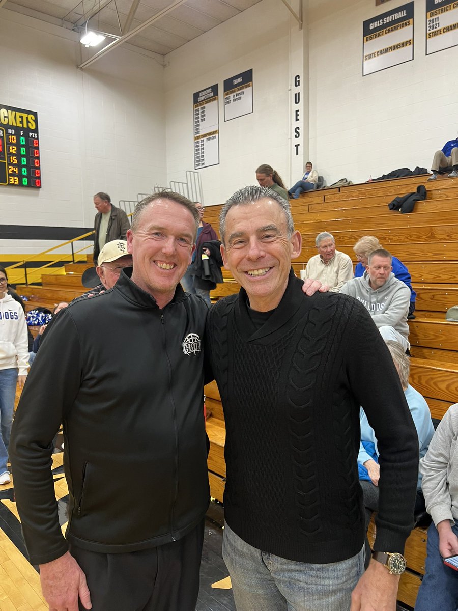Todd Whittaker enjoying some New Franklin basketball and Jason Hannam officiating