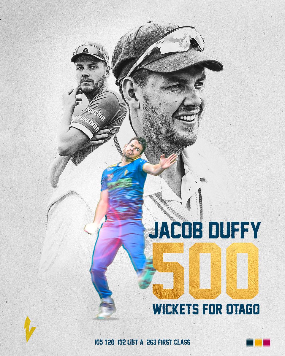 Last night Jacob Duffy picked up his 500th wicket for the Volts. ⚡

Congratulations on another milestone Duff. A great Southern Man. 🐏