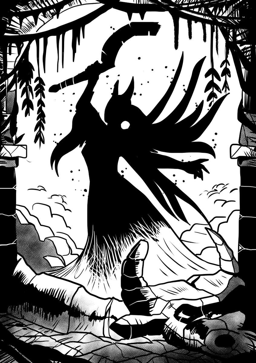 The dancing khopesh of extinction rises from the rubble of the rolling gorgon juggernaut.

One of my favorite of the 30 illustrated handouts by <a href="/tergu86/">Teresa Guido Art</a> for my head-to-head tournament dungeon TEMPLE OF THE GREEN DEVIL.

#shadowdark #tournament #deathtrap