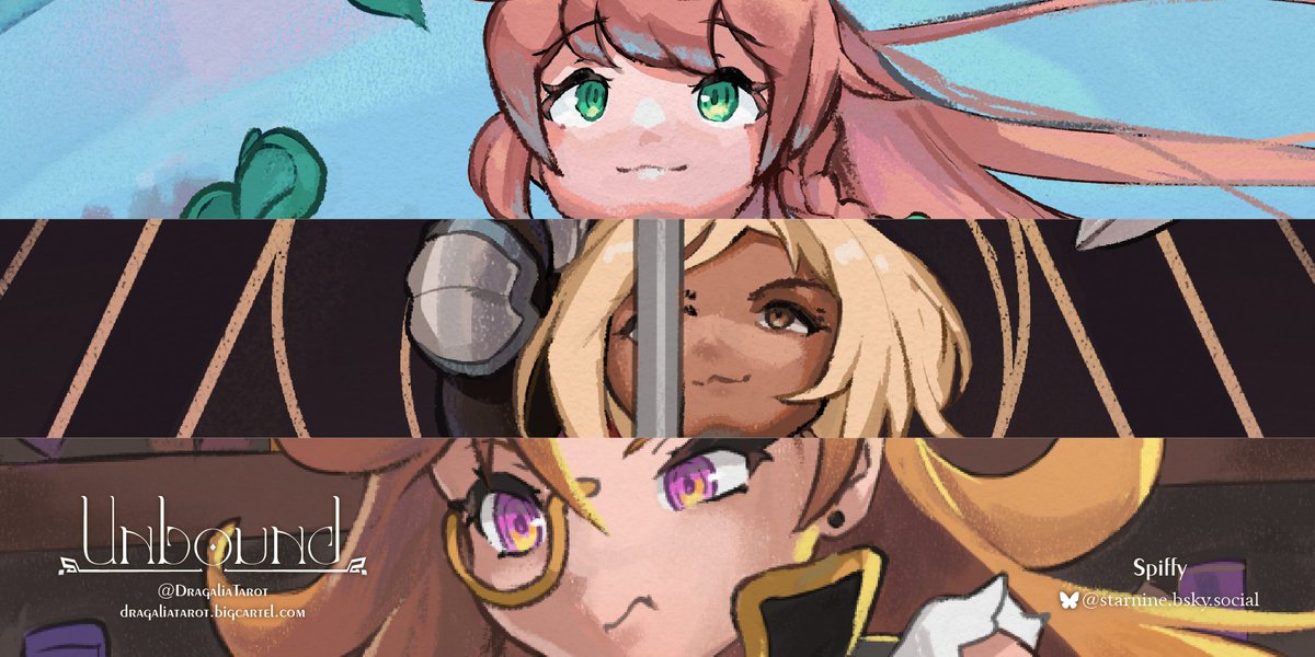 DragaliaTarot's tweet image. ✦ Tarot Preview - タロット・プレビュー ✦
Louise - 10 of Cups || ルイーゼ - カップの10
Patia - 7 of Wands || パティア - ワンドの7
Sinoa - 9 of Wands || シノア - 杖の9
spiffy - @/starnine.bsky.social
Preorders closing soon! 予約受付は間もなく終了!#unboundtarot #dragalialost