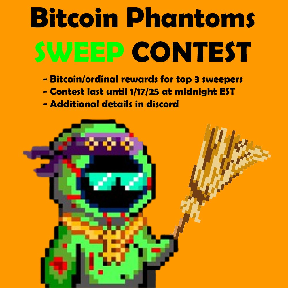 Phantom sweep contest is now live until Friday at midnight EST 🔥

No proof of purchase required, rewards will be automatically sent to winners. 

No better time to join the Phantoms, more details in discord!👻 #BTC #Ordinals