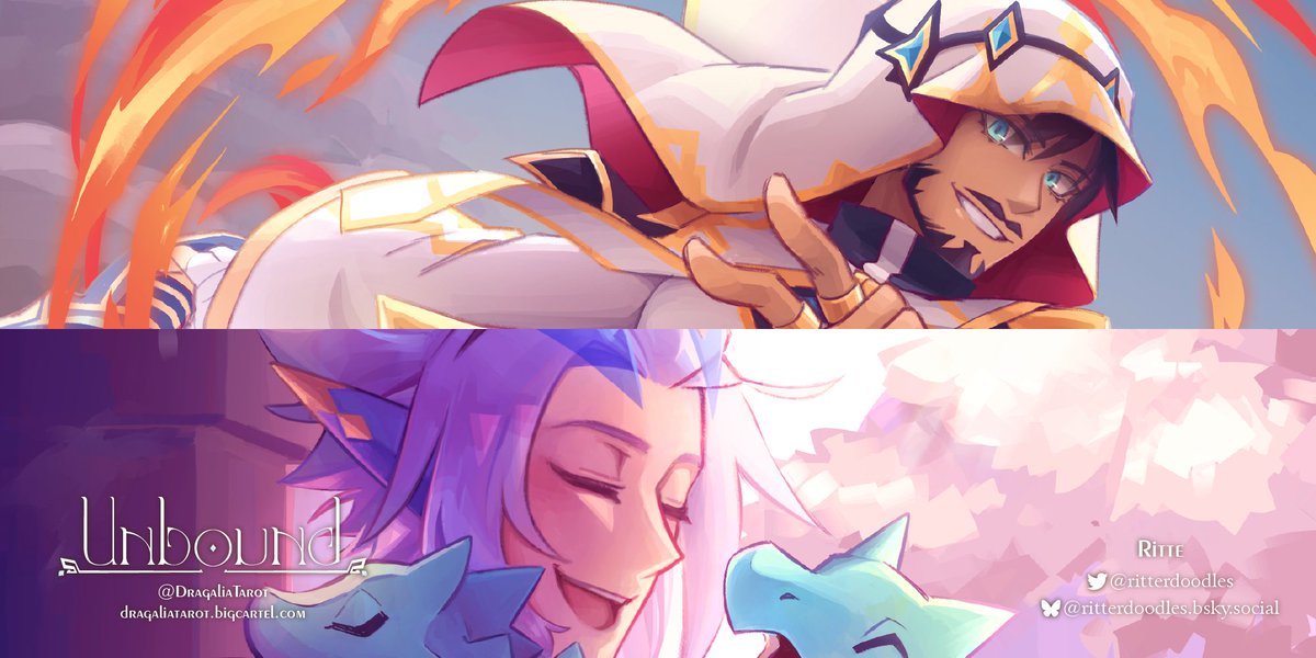 DragaliaTarot's tweet image. ✦ Tarot Preview - タロット・プレビュー ✦
Naveed - 2 of Wands || ナジャーフ - ワンドの2
Xainfried - 2 of Cups || ザインフラッド - カップの2
Ritte - @ritterdoodles
Preorders closing soon! 予約受付は間もなく終了!#unboundtarot #dragalialost #ドラガリ