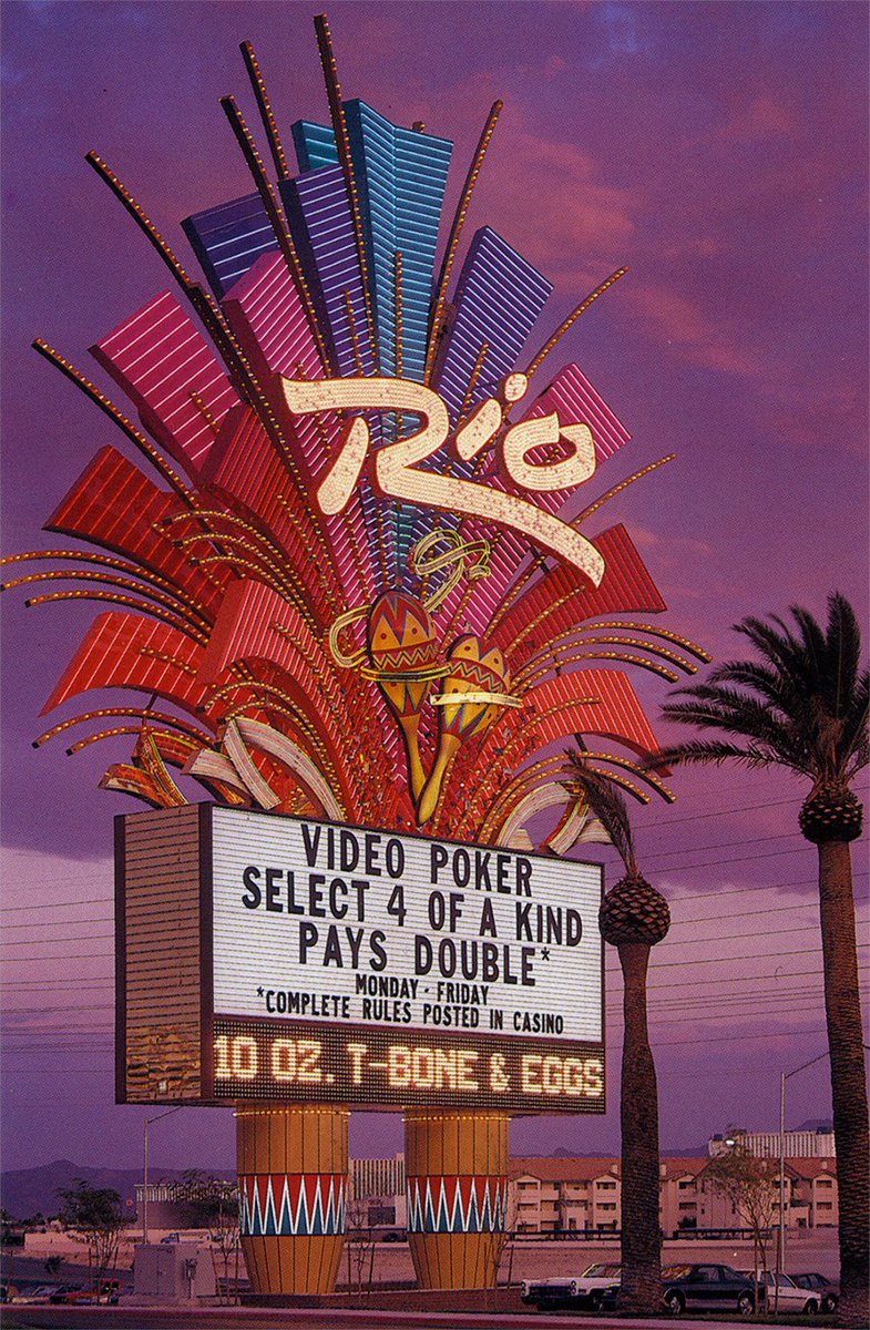 The Rio opened 35 years ago with this stunner neon sign by Rudy Crisostomo/YESCO. Photo by Bill Hannapple.