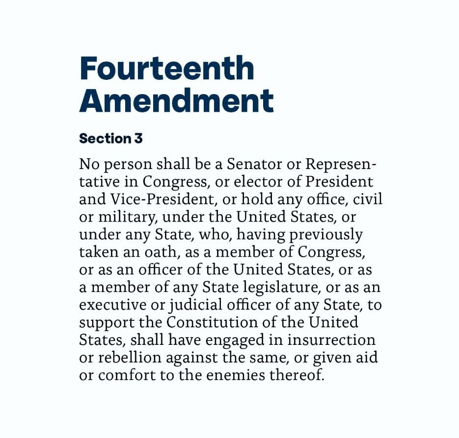 truthpolitics24's tweet photo. @JudiciaryDems Trump is disqualified under the fourteenth ammendment section 3, the report makes it abundantly clear he engaged in insurrection!
A vote MUST occur to allow him to take office!
#fourteenthamendmentsection3 #trumpisdisqualified #holdthevote https://t.co/n0UMa9iA0Y
