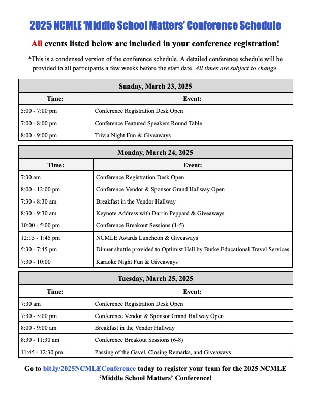 NCMLE 'Moving the Middle Forward' tweet media
