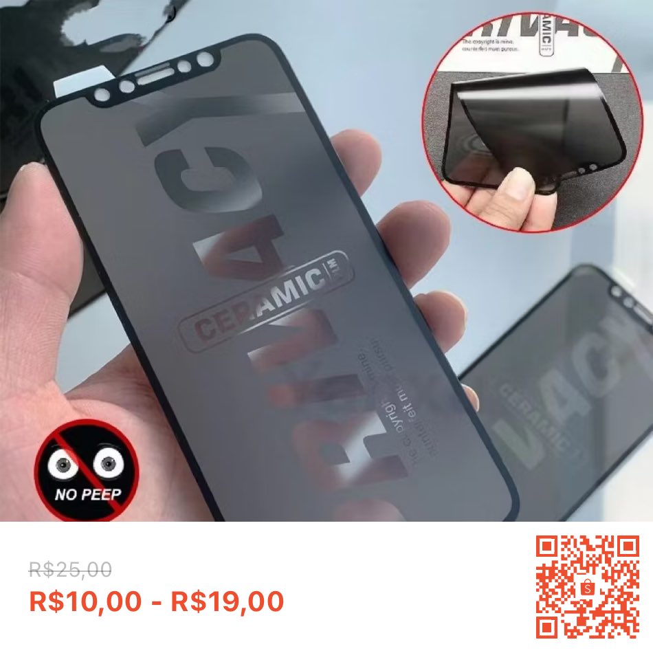 Confira Película 9D Ceramica Privacidade Fosca Anti Spy para IPhone 15 14 13 Pro Max/ 12/ 11/ XR com 60% de desconto! Somente R$10,00 - R$19,00. Encontre na Shopee agora! s.shopee.com.br/7zx2HR1AcV