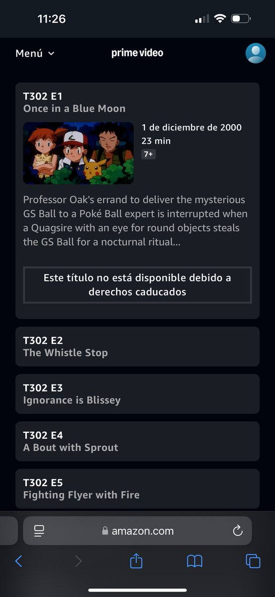 camilomusico's tweet photo. @Pokemonlatam por qué faltan algunos capítulos en la galería de Prime Video? https://t.co/MRco1rcfej
