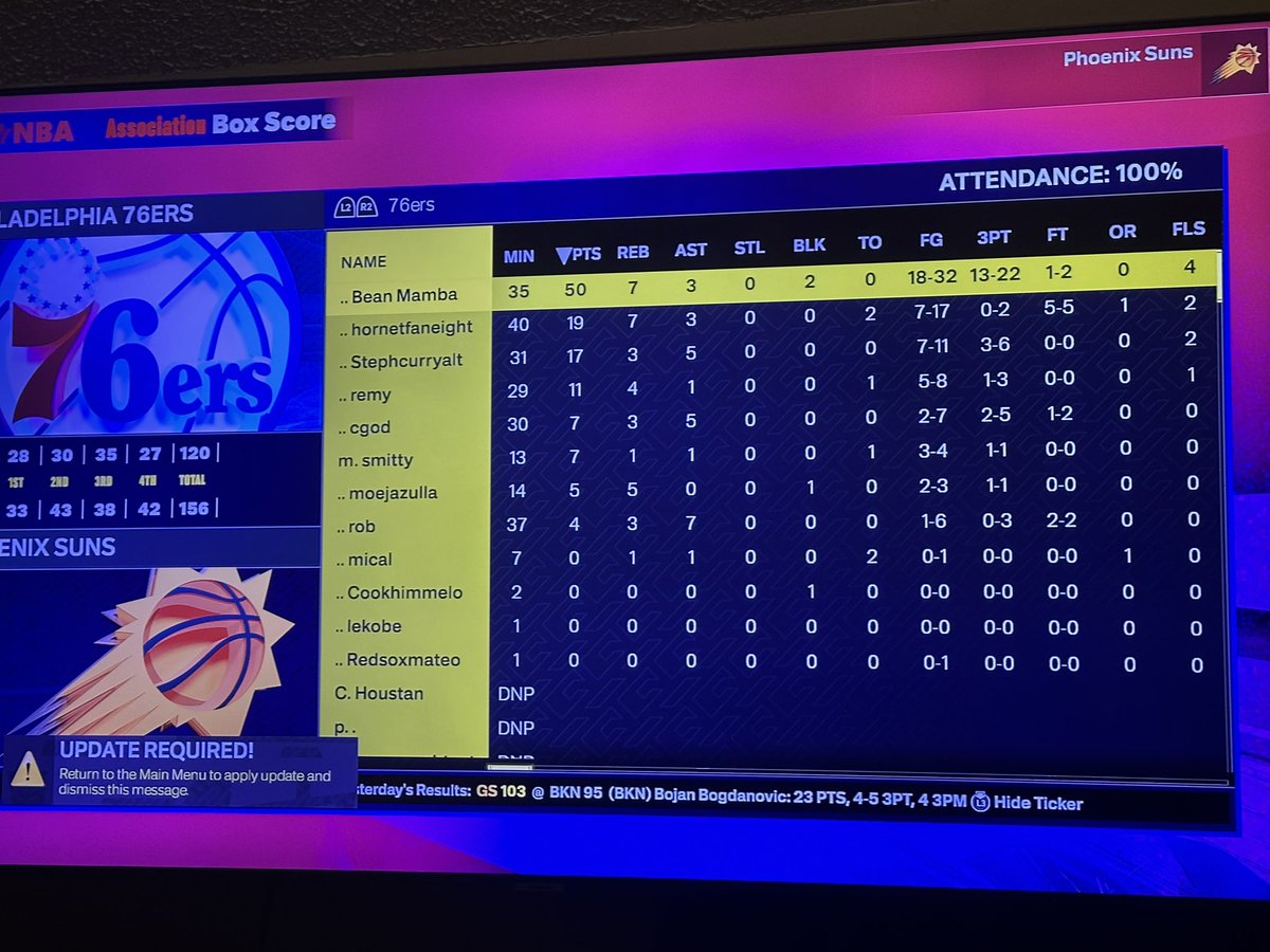 BAXCommish's tweet image. Final: NOLAKillers win 156-120 against SigmaSquad