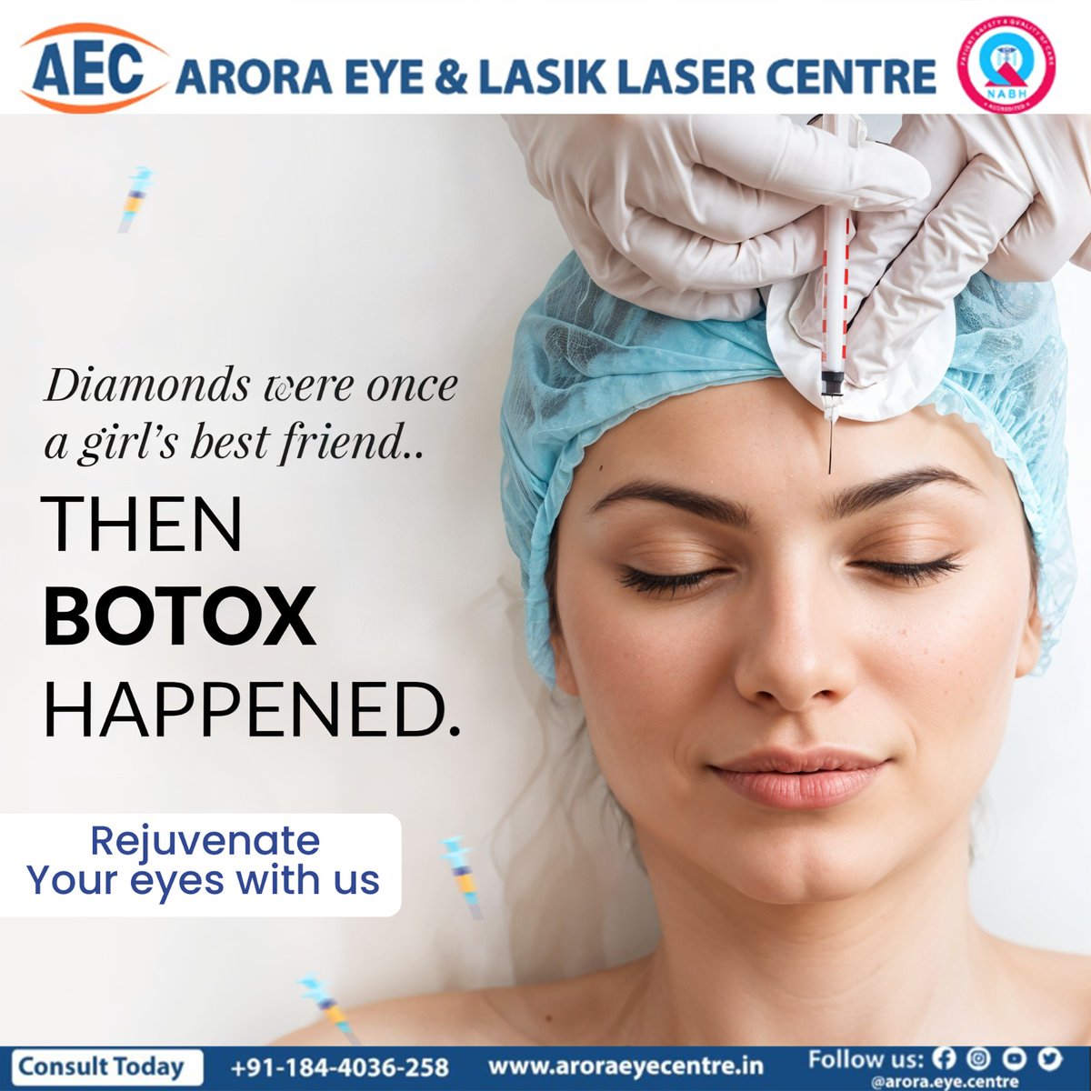 aroraeyecentre's tweet photo. Revitalize Your Look with Botox Treatment at Arora Eye &amp; LASIK Laser Centre!

Schedule your consultation today: 
📍650, Sec. 7, Urban Estate Karnal (Haryana)
📞+91-184-4036-258 
🔗https://t.co/G5kZhpZ8o3

#AroraEyeCentre #BotoxTreatment #YouthfulGlow #ExpertCare #LookAndFeel https://t.co/lqR2U5JdRY
