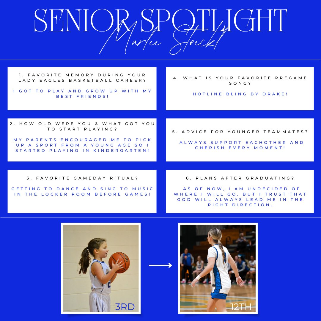 We are 3️⃣ days away from Senior Night so <a href="/_marleestoeckl/">marlee stoeckl</a> is our Senior Spotlight today! Marlee is the ultimate teammate, always keeps us laughing, and is a lights out shooter! Thank you for all you given to the program these last 4 years! 💙
