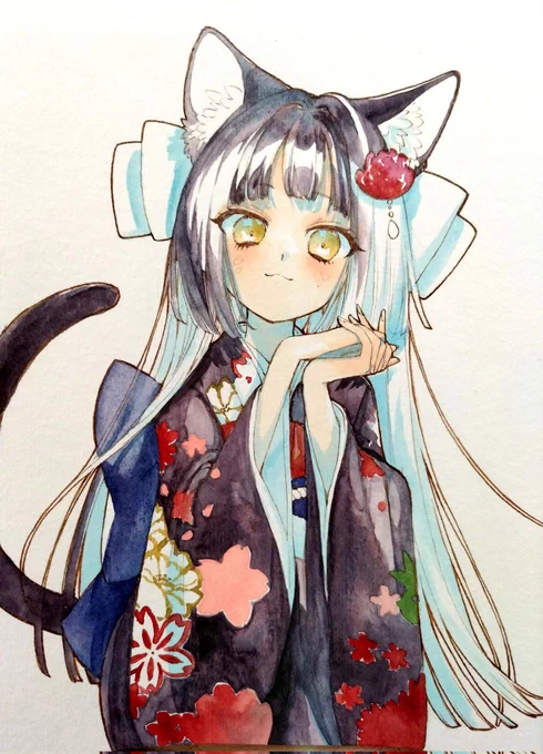 うゆちさんのwip ①下塗り ②塗り ③完成 ②のこの瞬間、「あ、この絵めちゃくちゃ良くなるかも知れない!」となりました。 黒いところに使用している分離色も、絶妙に紫がかったすごく良い色です!