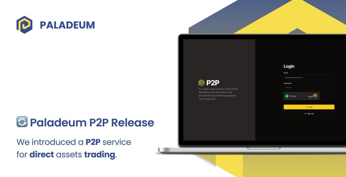 🔄 Introducing Paladeum P2P Service! 🚀

We are thrilled to announce the official release of Paladeum P2P Service

🔑 Key Features:
- Secure Transactions
- User-Friendly Interface
- Only 1 USDT Fees

👉 Try on your own via the link below: 
p2p.paladeum.io/login