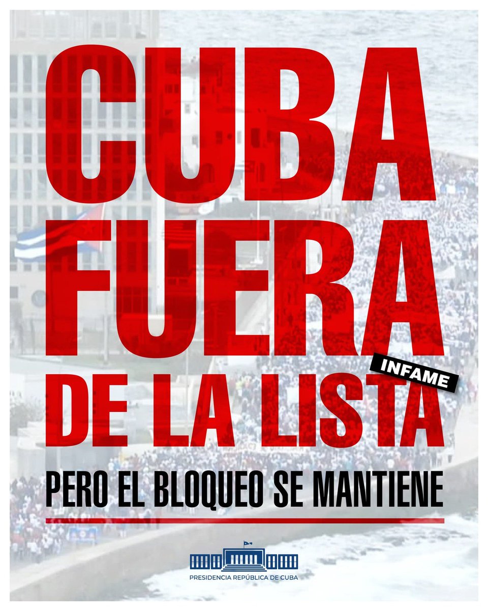 Mediante un comunicado publicado en Caracas, el Alianza Bolivariana para los Pueblos de Nuestra América, Tratado de Comercio para los Pueblos <a href="/ALBATCP/">ALBA-TCP</a> celebra la exclusión de #Cuba de la lista de Estados que supuestamente patrocinan el terrorismo. buff.ly/4fYTovC