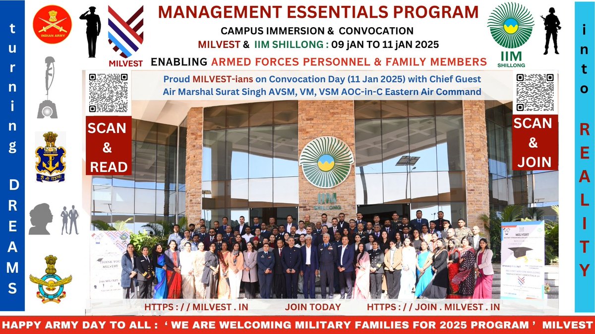capt_vinay_navy's tweet photo. @adgpi @adgpi congratulations  to all of us for the #ArmyDay2025, proud to be an Indian, &amp; soldier. At #MILVEST we empower thousands of our soldiers &amp; families in a very unique manner, actionable skilling. Sharing a proud snapshot of 11 Jan 2025. spread  message https://t.co/ocPKdYhhac https://t.co/nhqjnopyUY