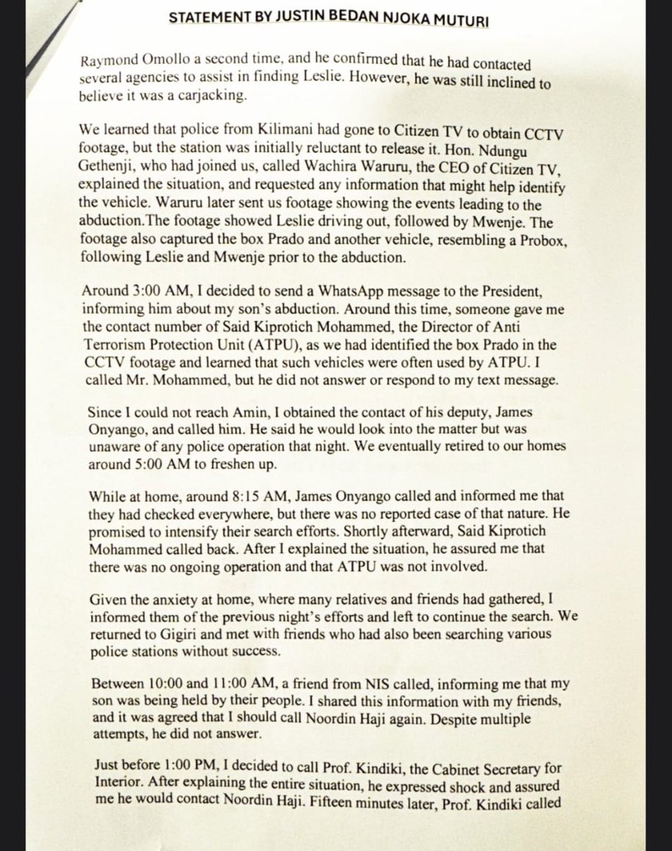Gideon_Kitheka's tweet photo. I hope all of you are sharp enough to see through the script Muturi is playing here. It’s no coincidence that, in his attempt to cover his own failures, he’s now dragging the innocent NIS boss, Noordin Haji, into his troubles. This is a classic deflection tactic.

Instead of taking responsibility for his own incompetence, Muturi is trying to shift the blame to others. The story he’s trying to sell, aiming to paint the government in a bad light, is so flawed that even a Class Two student would see through it. Let's not be fooled. His narrative is nothing more than a desperate attempt to avoid accountability for his glaring shortcomings.