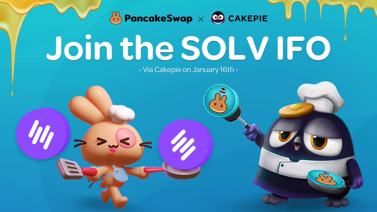 Cakepiexyz_io's tweet photo. Join @SolvProtocol’s $SOLV token IFO on @PancakeSwap with the power of @Cakepiexyz_io's mCAKE Stability Vault!🔑
Cakepie enables mCAKE SV holders to participate in the $SOLV Public IFO via our dedicated IFO page:⤵️
https://t.co/ETEbkO5sY9
The more mCAKE you hold in the Stability Vault, the greater your $CAKE commitment capacity—ensuring fair and proportional $SOLV allocations for all participants.🧑🍳
Post-IFO, 100% of $SOLV tokens obtained will be fully distributed to participants, unlocked at TGE. Surplus $CAKE from any oversubscription will be refunded to your wallet.✅
The Public IFO on Cakepie will consist of up to three stages, each with increasing $CAKE commit capacity:⬇️
1⃣ Stage 1 (First 6 Hours) → Commit up to 4 $CAKE for each mCAKE SV holding. (Guaranteed Allocation)
2⃣ Stage 2 (6 hours after IFO start) → Commit up to 8 $CAKE for each mCAKE SV holding. The Stage 2 quota is cumulative with Stage 1. (FCFS)
3⃣ Stage 3 (18 hours after IFO start) → Commit up to 16 $CAKE per each mCAKE SV holding. The Stage 3 quota is cumulative with Stages 1 and 2. (FCFS)
Cakepie will exclusively participate in the SOLV Public IFO, which has a 1% participation fee.💯
Note: Stages 2 and 3 will only occur if Cakepie's CAKE Commit quota is not fully met during Stage 1.✍️
Don’t miss out on this unique IFO experience! Deposit your mCAKE into the mCAKE SV and secure your place in @SolvProtocol’s $SOLV token sale.🛒
Details:🔍
https://t.co/Ll85EgQjcF